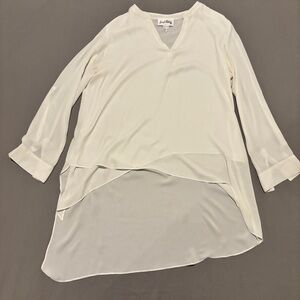 Joseph Ribkoff Tops White Tunic V Neck Sheer Business Casual Layered Size 10